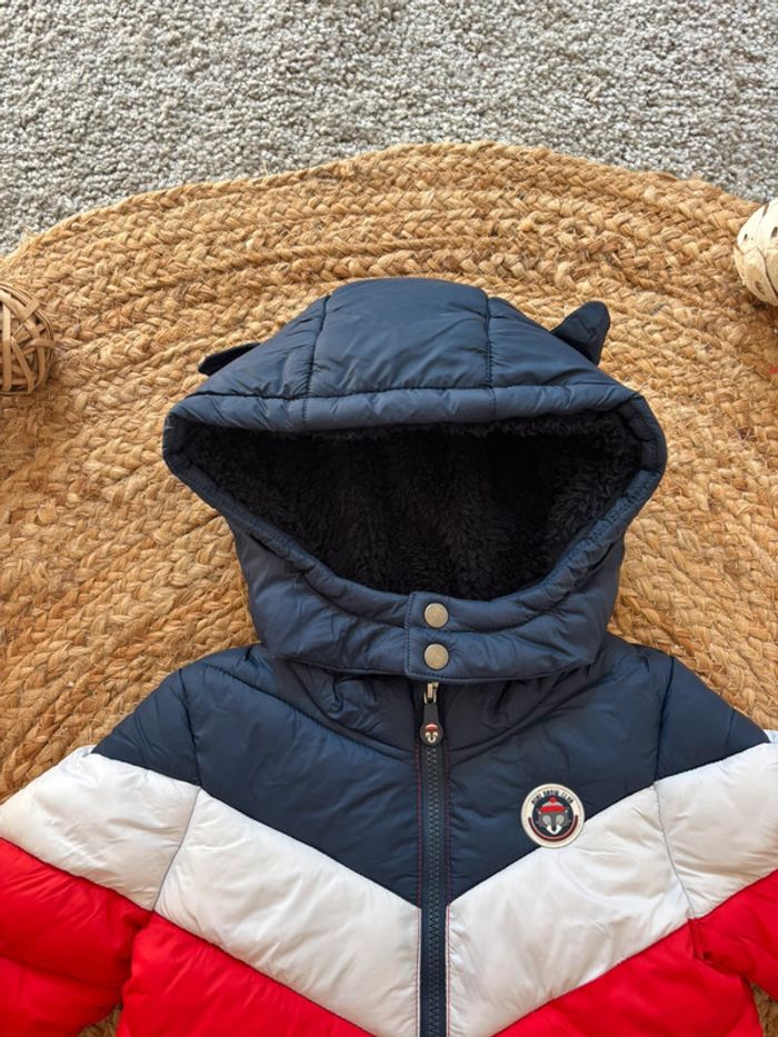 🌺Combinaison de ski/Combipilote matelassé marine, blanc et rouge oreille renard Taille 12mois/74cm🌺 - photo numéro 2
