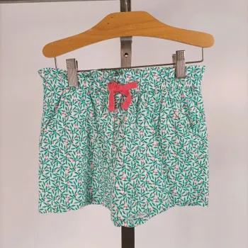 Short Okaïdi 5 ans - Coton bio - motifs floral fleurs rose et bleu turquoise - Neuf A194