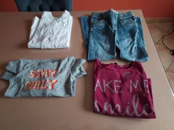 1 jeans + 3 hauts fille 10 ans