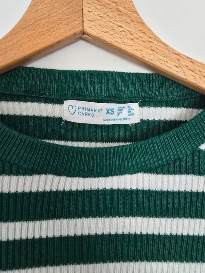 Pull rayé blanc et vert - photo numéro 3