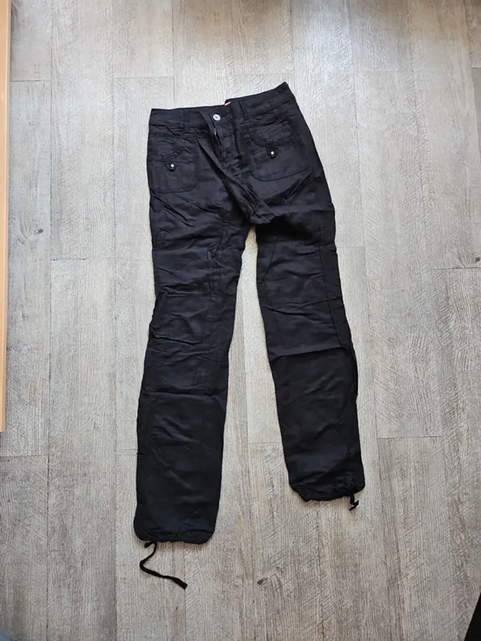 Pantalon lin noir cache cache