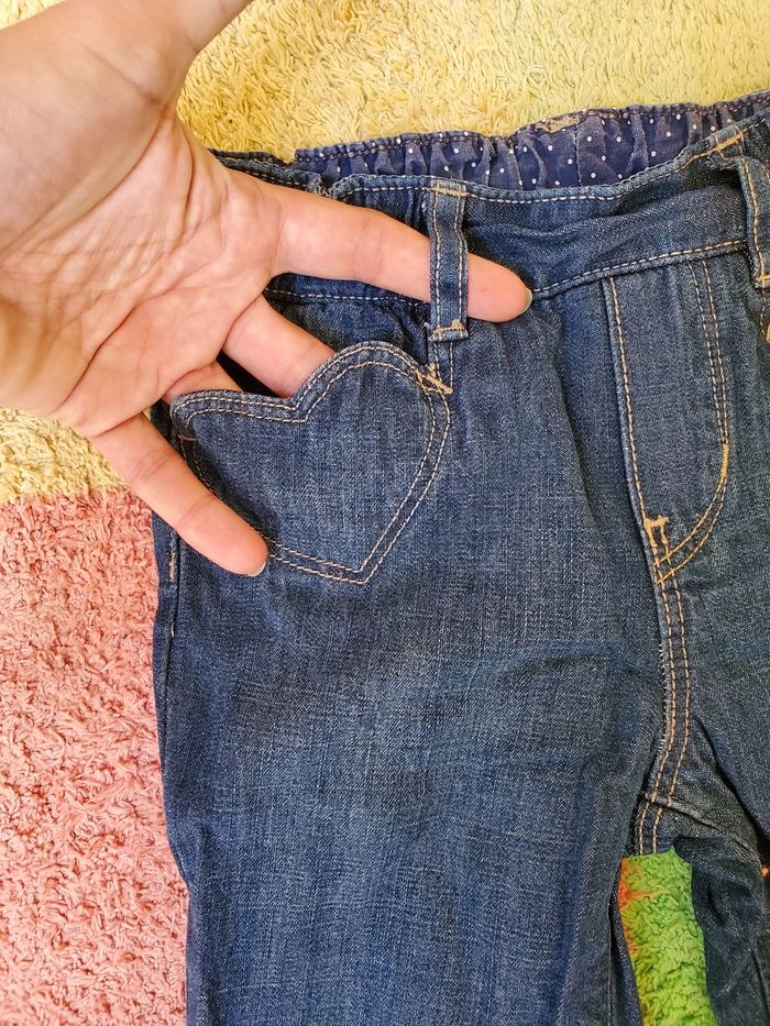 Lot 2 pantalons jean - fille - 12 mois - TBE - photo numéro 3