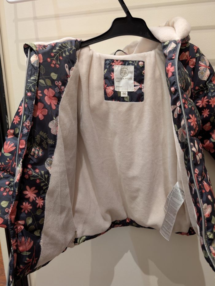 Manteau fille 18 mois noir fleurie - photo numéro 2