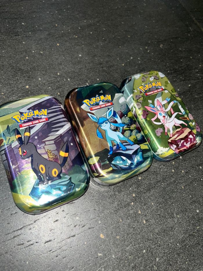 [NEUF] Lot de 3 minitins Pokemon Évolutions Prismatiques EV8.5 Noctali, Givrali & Mentali - photo numéro 2