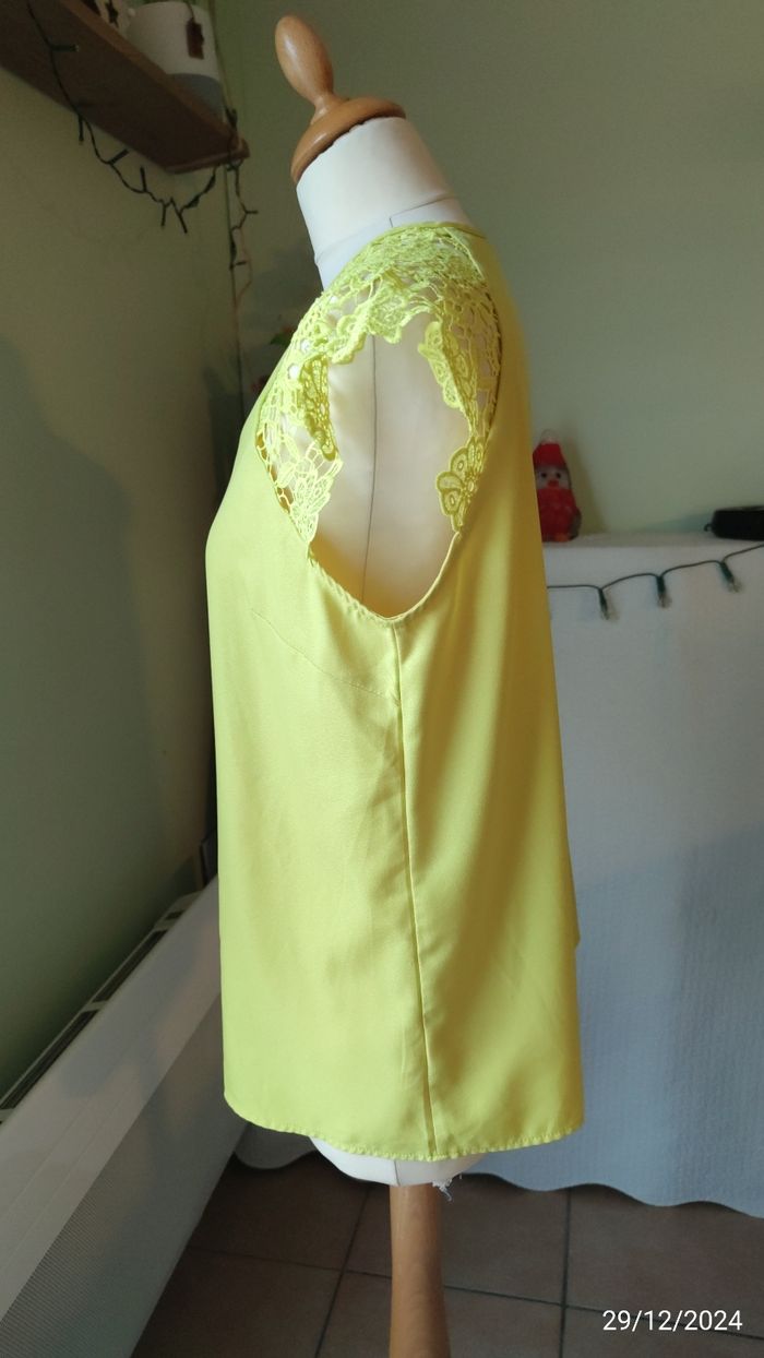 Blouse manches  dentelle  jaune - photo numéro 7