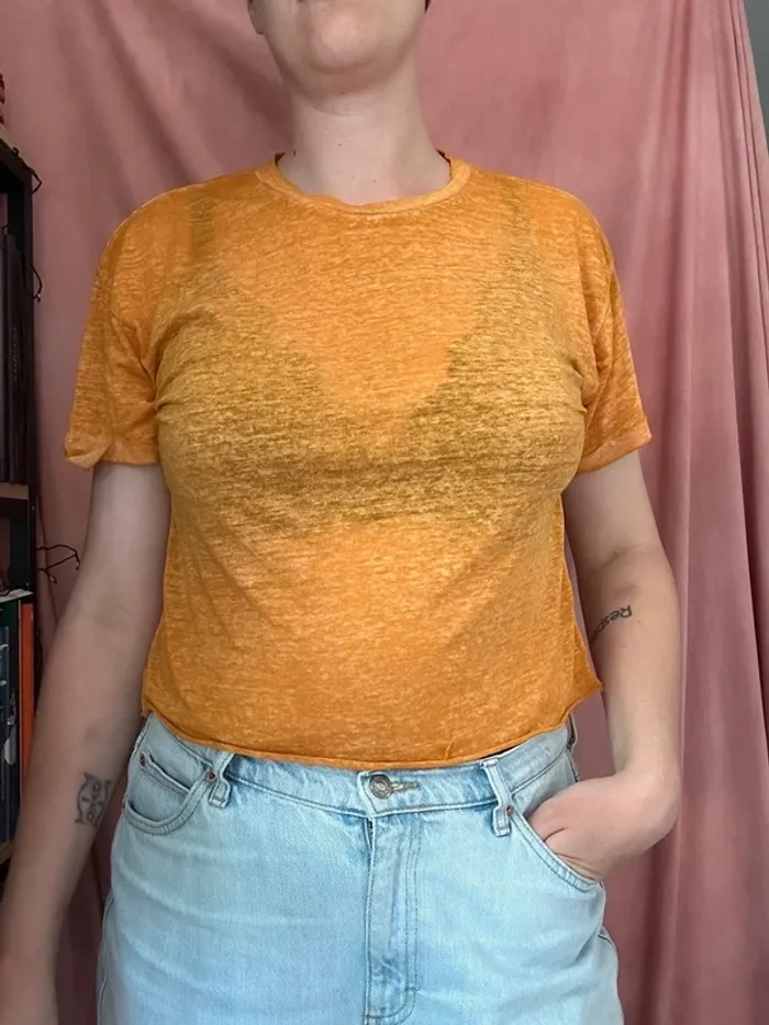 Crop top moutarde