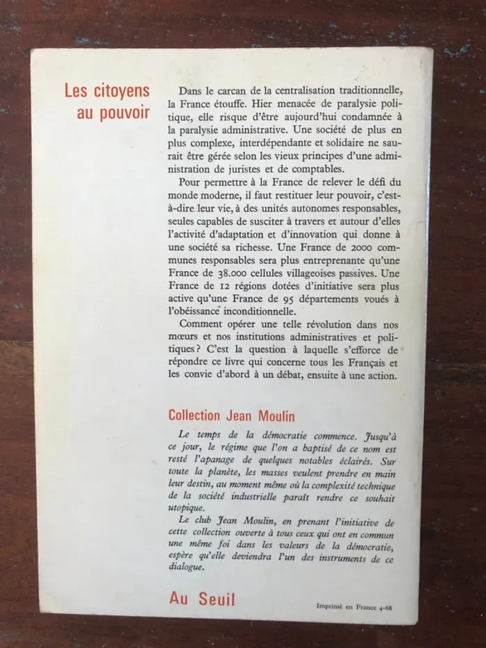 Livre broché "Les citoyens au pouvoir" de 1968 - photo numéro 2