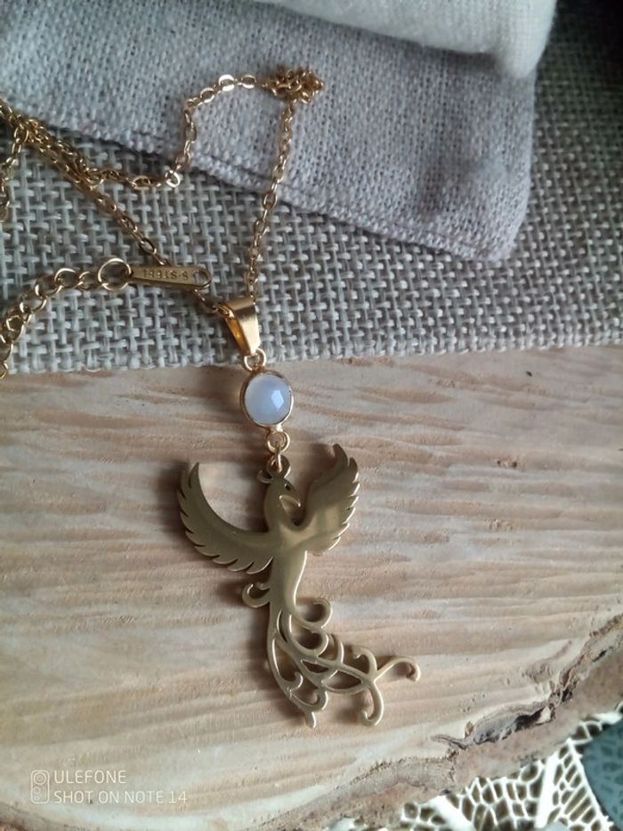 Collier pierre de lune et phénix - photo numéro 4