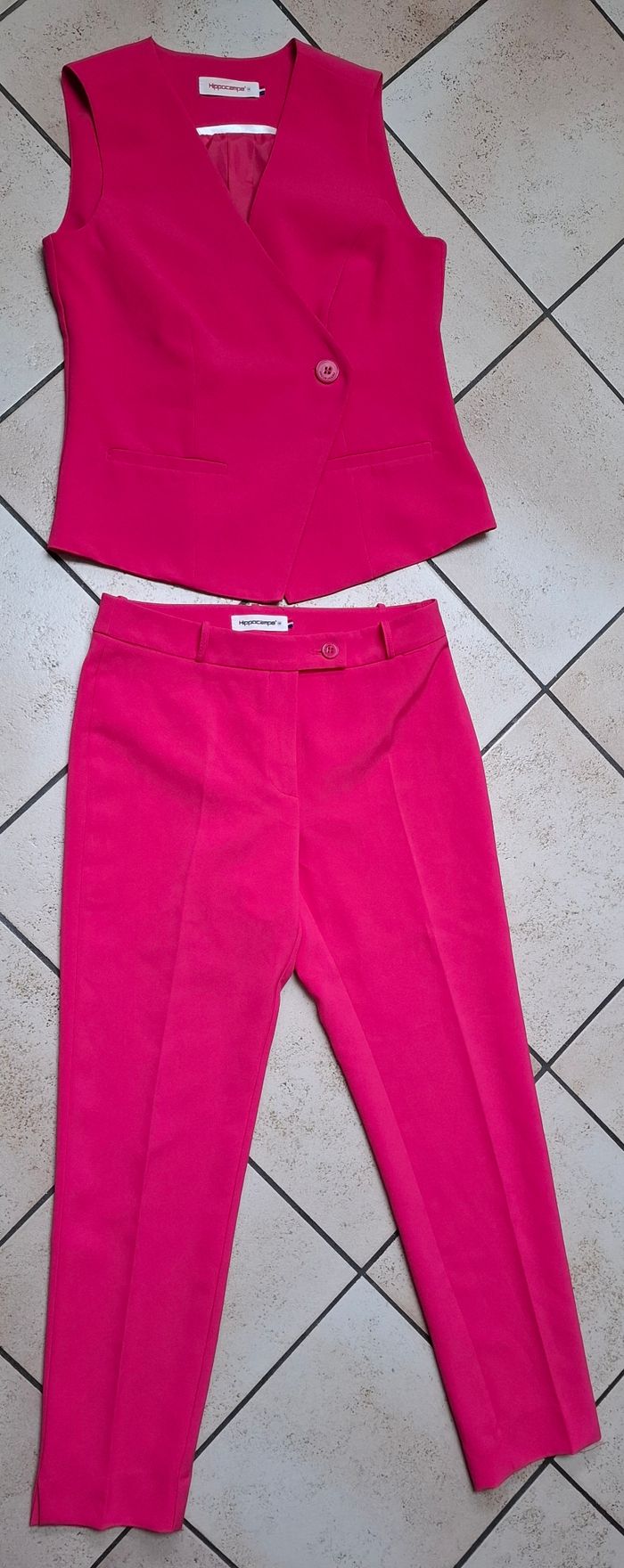Bel ensemble pantalon gilet hippocampe 38 fuschia - photo numéro 8