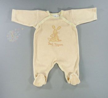 Pyjama dors-bien grenouillère velours jaune lapin Petit Bateau 3 mois 60 cm garçon