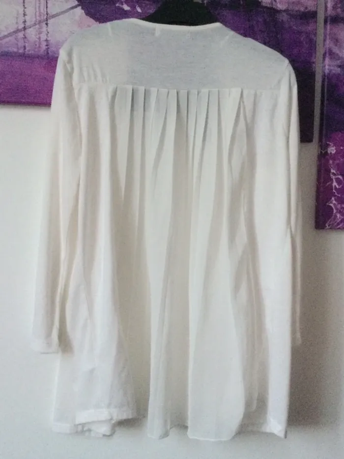 Gilet chic blanc bimatière T36 - photo numéro 2