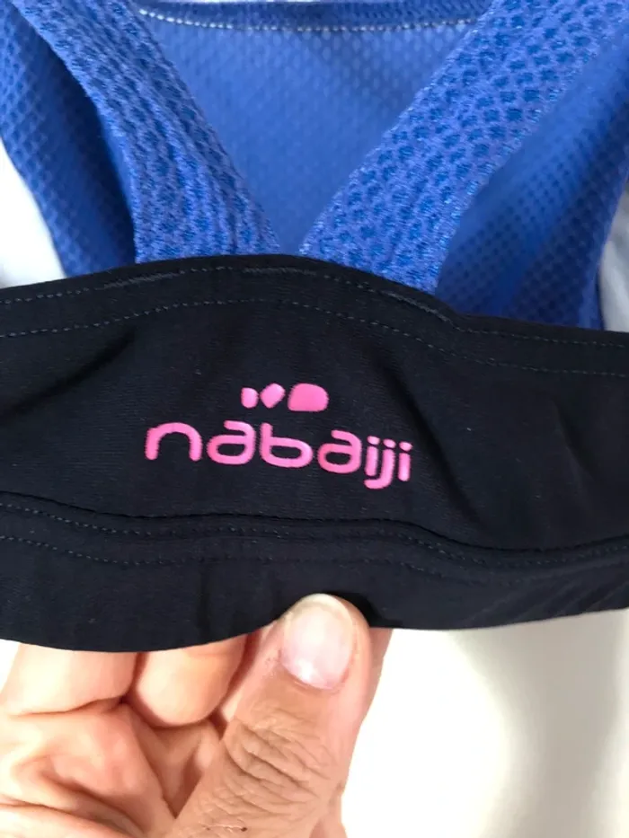 Haut de maillot de bain noir blanc et violet Nabaiji Decathlon taille M/L - photo numéro 6