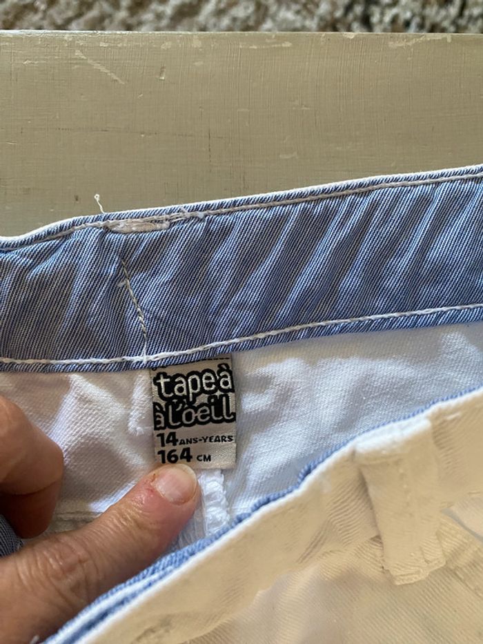 Pantalon Tape à l'Oeil jeans fille blanc coupe droite 14 ans - photo numéro 7