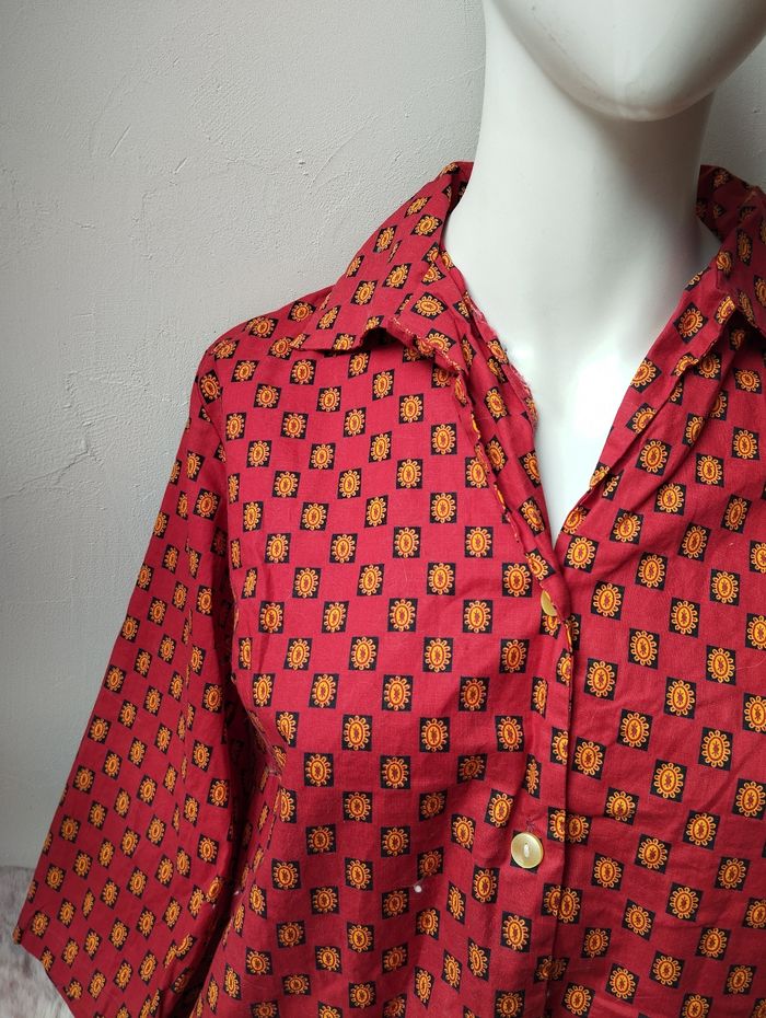 Chemise vintage rouge a manches courtes - photo numéro 2