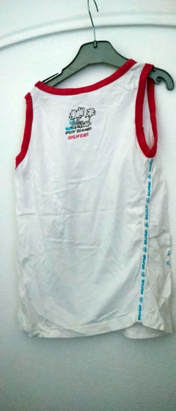 Débardeur estival thème surf blanc garçon 10 ans Bkl wear - photo numéro 3