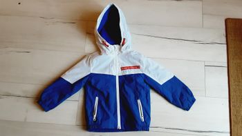 Vêtement garçon veste blouson à capuche Eldys bleu et blanc 5 ans