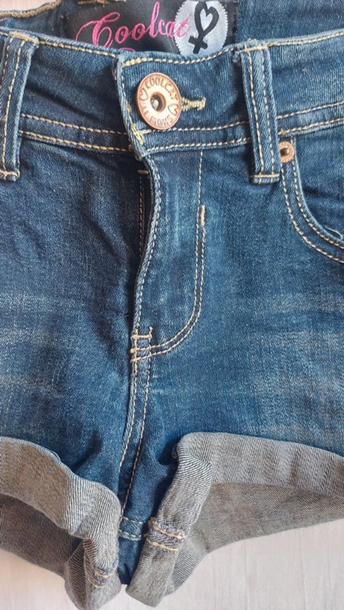 Short en jeans bleu marine - court / coolcat taille S - photo numéro 4