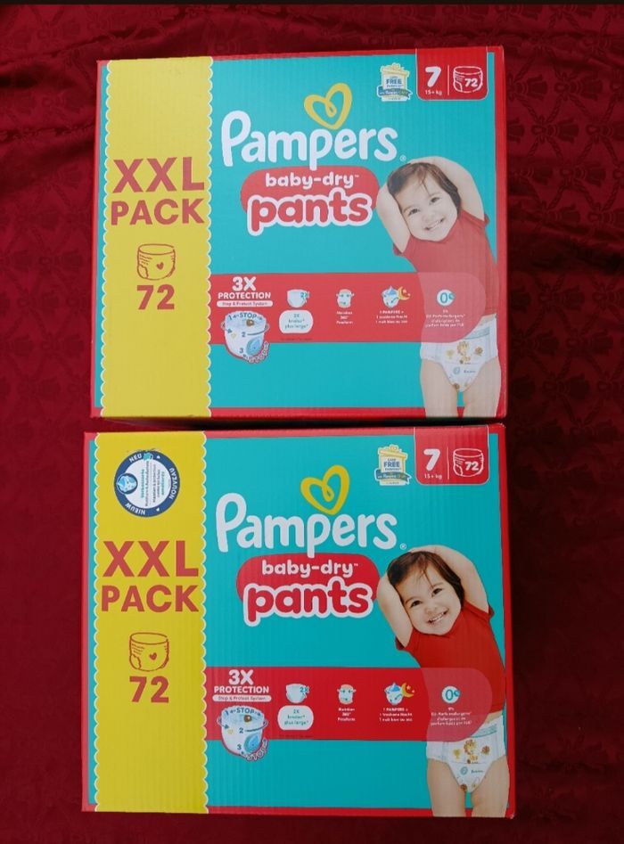 2 cartons de couches Pampers pants culottes T7 taille 7  XXL