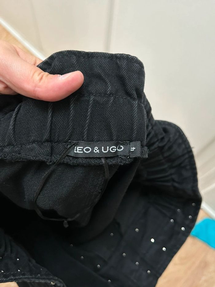 Pantalon jeans noir avec perle Léo & ugo taille 4 coton xl 42 - photo numéro 6