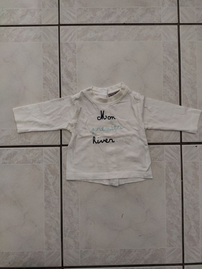 Tee shirt manches longues blanc 3 mois kimbaloo