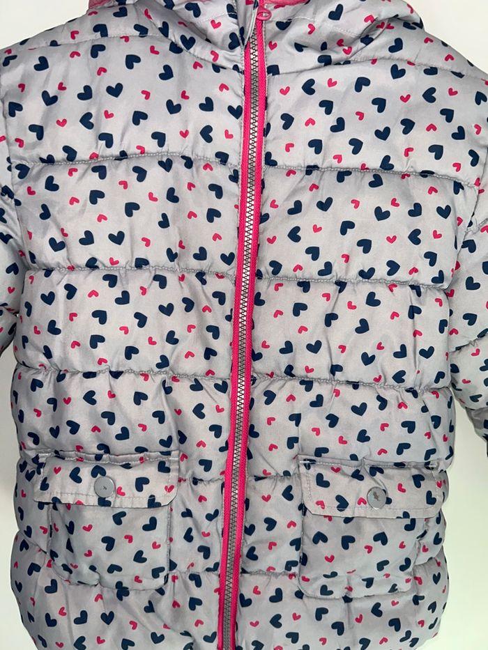 Manteau gris et rose à coeur - 9/10 ans - Tex - photo numéro 4