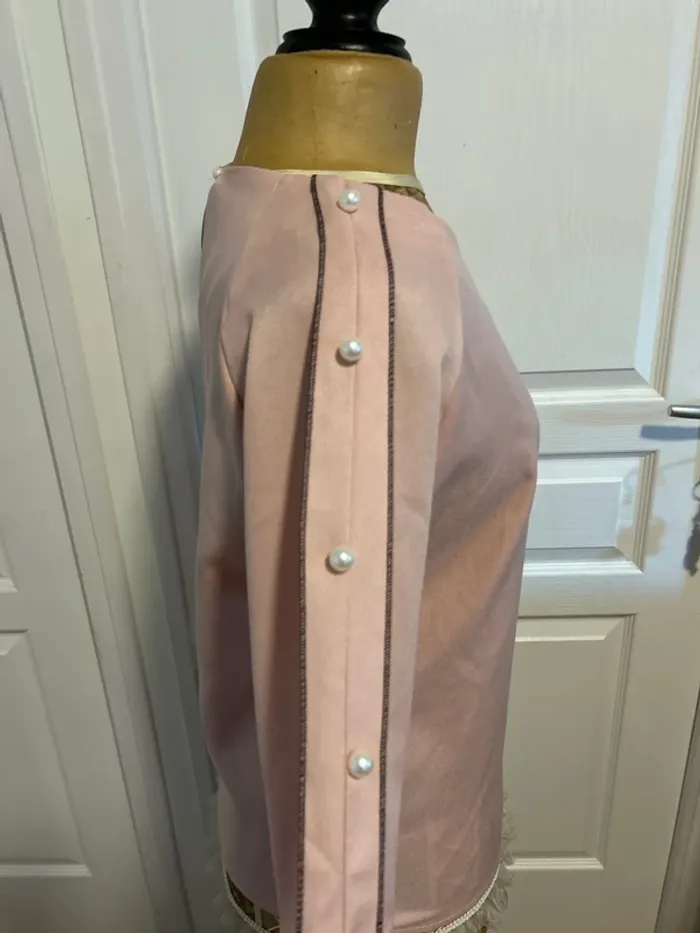 Liang yi Xuan blouse vieux rose avec perles taille M - photo numéro 3