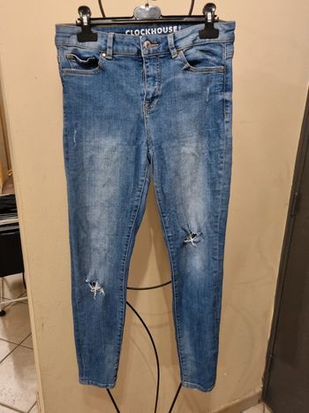 Jeans bleu gris à trous