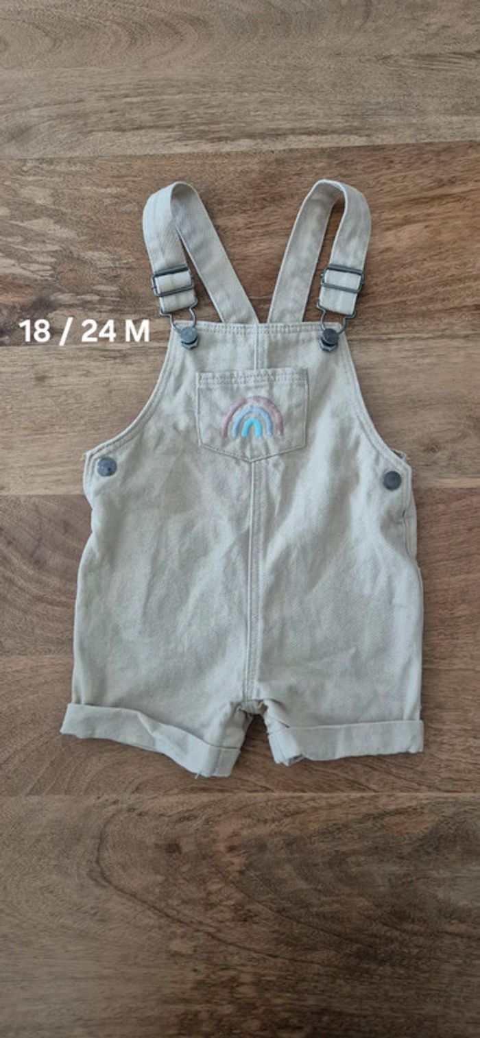 Salopette coton beige arc en ciel très bon état - Taille 18 / 24 mois - Primark