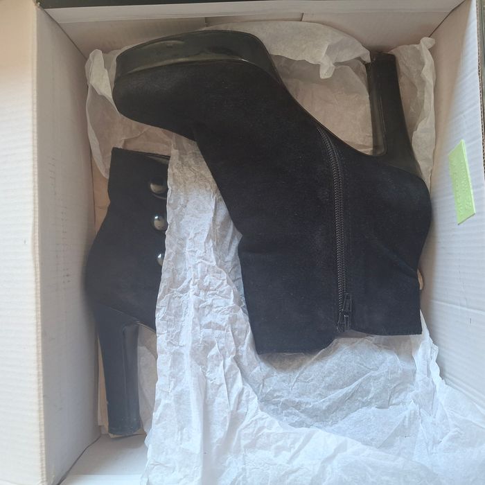 Bottines noires à talons en simili velours - Taille 39 -Alesya - photo numéro 5