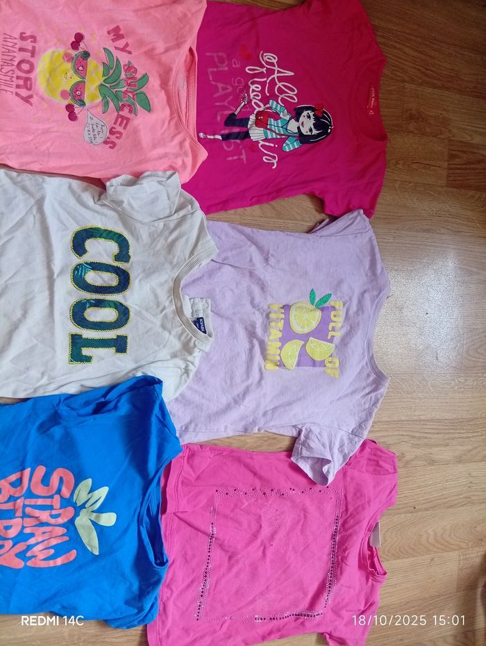 Lot 9 T shirts fille +1 short jeans 4-5A - photo numéro 5