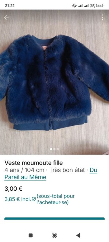 Veste fille moumoute