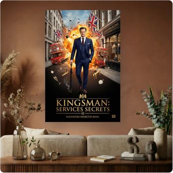 Affiche film action “Kingsman : Services Secrets” poster cinéma espion déco murale A3 Sans cadre