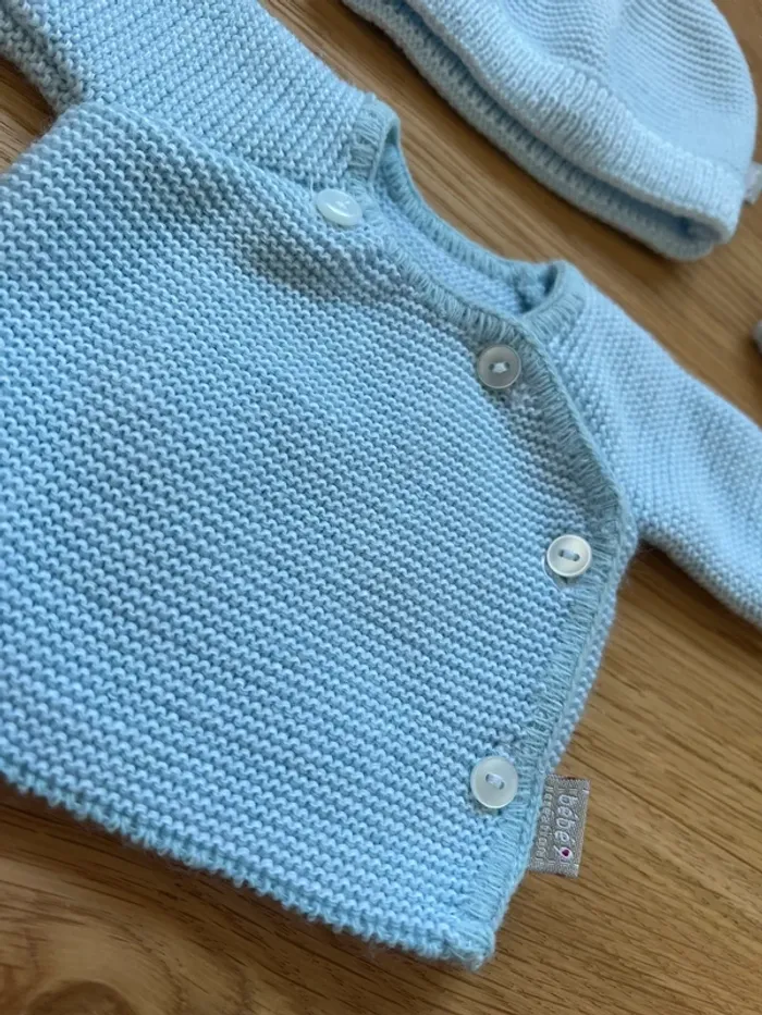 Ensemble bleu maille prématuré - photo numéro 3