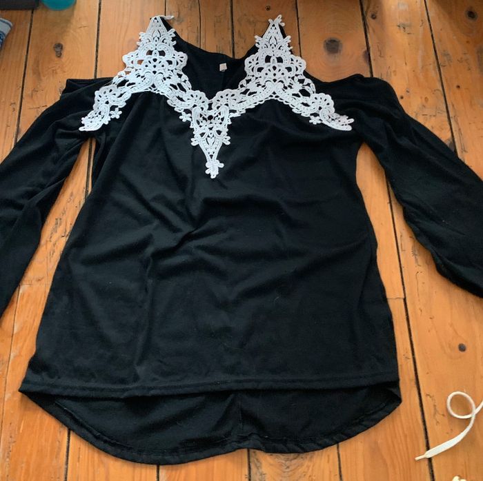 Haut blanc et noir femme T38