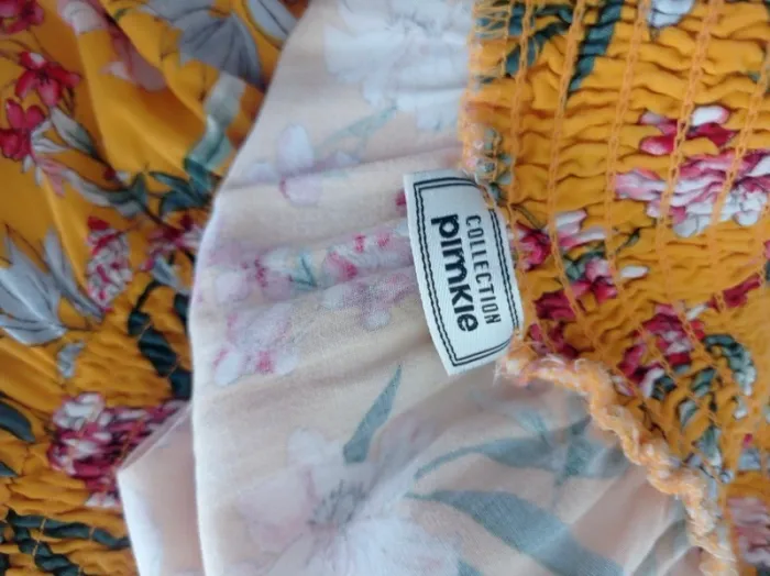 Robe jaune imprimé fantaisie fleurs épaules dénudées ou non T.S Pimkie - photo numéro 6