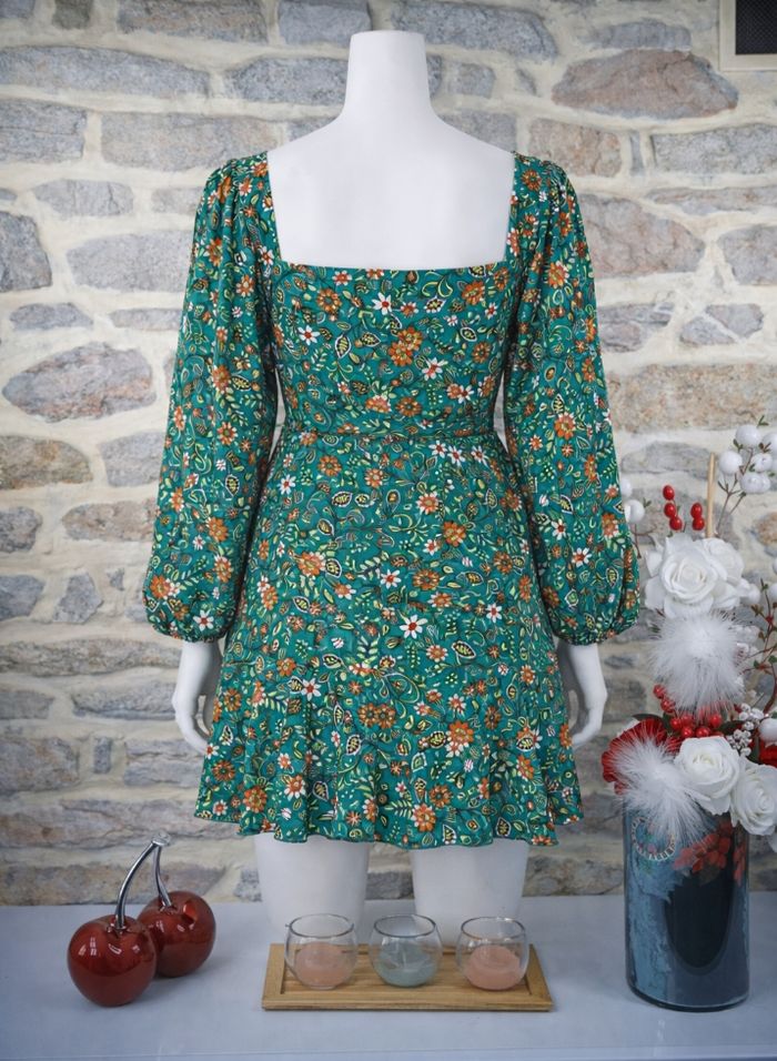 Robe portefeuille à imprimé floral vert émeraude et terracotta Femme taille 52 marque Missguided - photo numéro 2