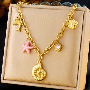 Collier coquillage étoile rose  ✅