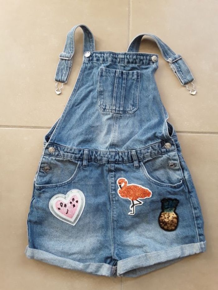 Salopette courte en jean fille 13-14 ans DENIM CO TBE