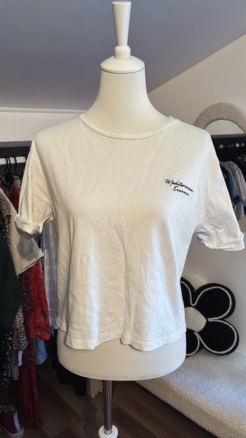 Tee shirt blanc avec écriture Mango T36
