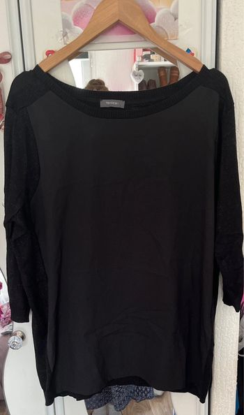 Pull noir avec détails pailletées argenté, Yessica, L