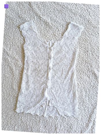 Gilet luxe blanc en dentelle Barbara Bui boutonné mignon cute leger