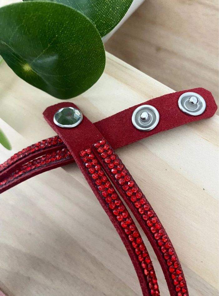 Bracelet double tour strass rouge - photo numéro 4