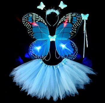 Deguisement papillon bleu aile à LED et ces accessoires Taille unique 3-6ans