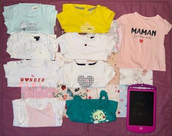 Lot de 7 t-shirts et 2 débardeurs fille - T6mois - marques diverses