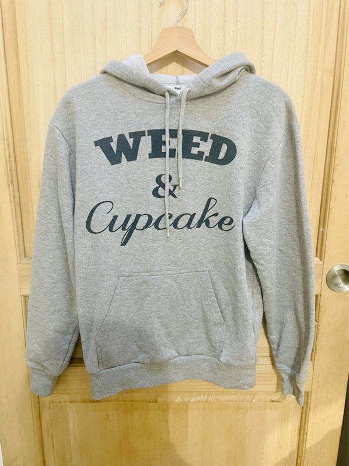 Sweat à capuche gris “Weed & Cupcake” unisexe – taille S - photo numéro 13