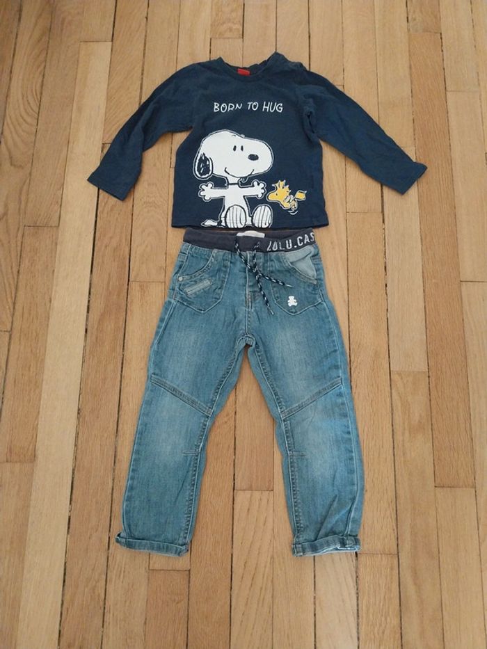 Jean Lulu Castagnette et T-shirt Snoopy (18M)