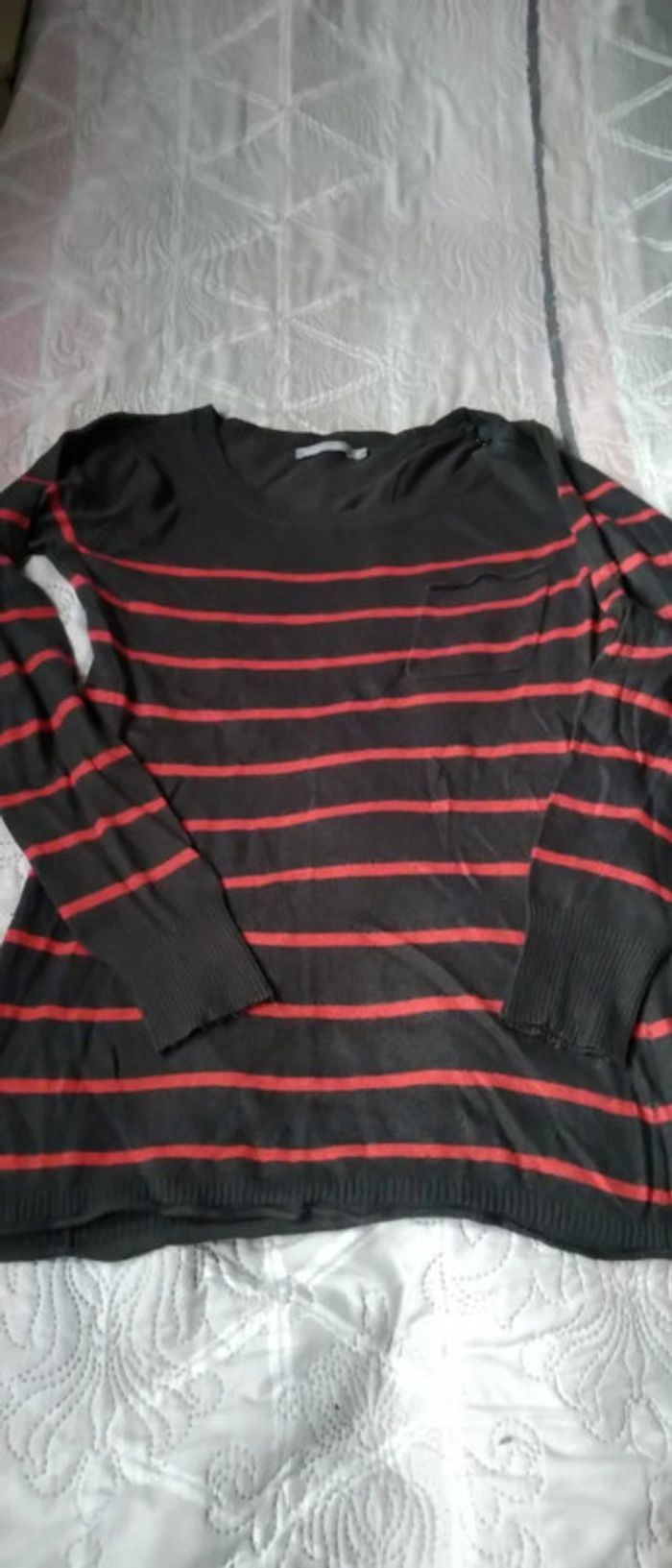 Pull long à rayures avec poche et fermeture éclair gris femme 3 suisses - photo numéro 5