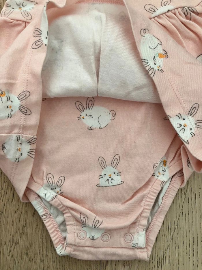 Robe body MC rose motifs lapin été bébé fille 6 mois Carter’s - photo numéro 5