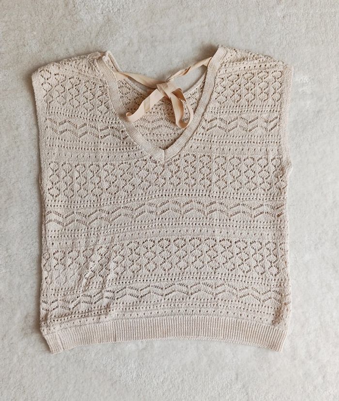 Débardeur top en maille Bonobo Instinct L beige crème - photo numéro 5