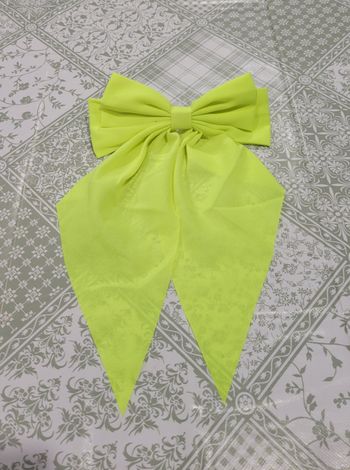 BARETTE CHEVEUX NOEUD JAUNE FLUO ! NEUF !